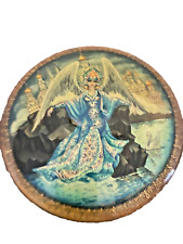 Trinket Box Russian Lacquer Round Box Swan Princess with Wings Signed Wood picture