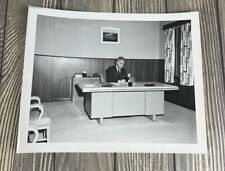 Vintage 1958 Man Working In Office At Desk Black And White Photograph picture
