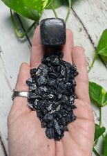 BLACK TOURMALINE Chips & Larger Polished Crystal Set Reiki Charged *Read Below* picture