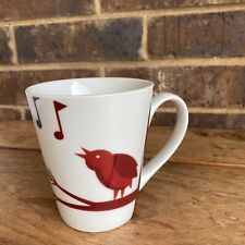 Starbucks Coffee mug Singing Bird Song Music Notes Red White 16 oz cup 2012 picture