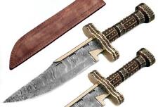 WILD SPEICAL PRODUCT CUSTOM HANDMADE 16'' DAMASCUS STEEL SURVIVAL+HUNTING BOWIE picture