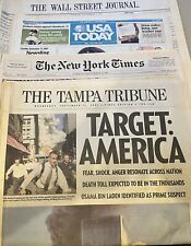 9/11 & 9/12 2001 Newspapers USA Today, Wall St. Journal, NY Times, Tampa Tribune picture