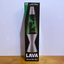 14.5” Black Wax & Green Liquid Lava Lamp With Classic Hand SpunSilver Base & Cap picture