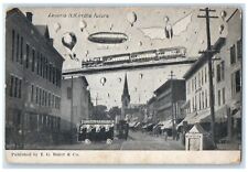 1909 In The Future Laconia New Hampshire NH Fantasy Surreal Antique Postcard picture
