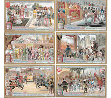 6x LIEBIG TRADE CARDS, SPECTACULAR MEDIEVAL ENTERTAINMENTS 1902 (S699 French). picture