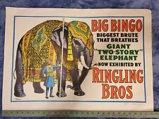 1966 RARE Ringling Brothers Barnum Bailey Circus Poster Original Elephant 20X28 picture