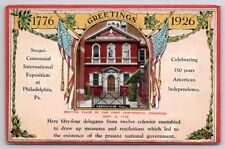 Philadelphia PA Sesqui-Centennial 1776-1926 Carpenters Hall Expo Postcard V30 picture