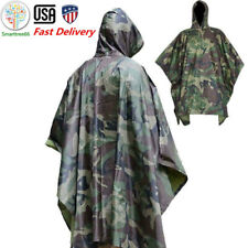 US Military Woodland Ripstop Wet Weather Raincoat Poncho Camping Hiking Camo picture