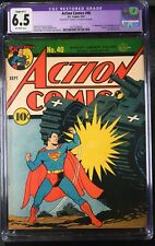 Action Comics #40 CGC FN+ 6.5 Off White (Restored) Classic WWII Superman Cover picture