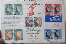 1937 South Africa FDC Cover, King George VI Coronation Day, Benoni to Bronx NY picture