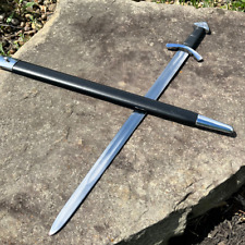 AUTHENTIC BATTLE-READY CARBON STEEL VIKING MEDIEVAL RAIDING LONG SWORD SCABBARD picture