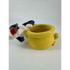 Sylvester And Tweety Bird Porcelain Planter Warner Bros. Looney Tunes Vintage picture