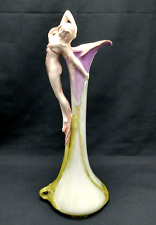 Antique EW Ernst Wahliss Art Nouveau Vase Woman And Calla Lily 12 1/2