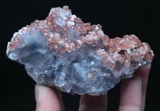 204.2g Rare Transparent Blue Cube Fluorite Symbiosis Calcite Mineral Specime picture