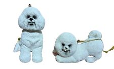 Bichon Frise Figurines Ornaments Miniature 3 IN Sitting Up Laying Down With Ball picture