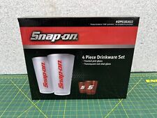 Snap-On Tools 4 Piece Drinkware Set Frosted Pint Glass Red Shot Glass SPP02B2022 picture