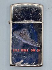 Vintage 1991 USS Texas CGN-39 High Polish Chrome Slim Zippo Lighter NEW picture