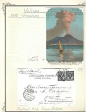 Postcard Mt Vesuvius Volcano Napels Italy Rome to Bologna to Russia 1902 picture