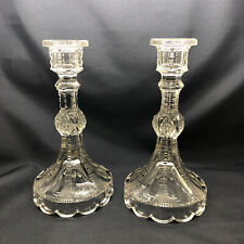 Pair of Antique Clear  Glass Candlesticks Westmorland Specialty Co #240 C. 1906 picture
