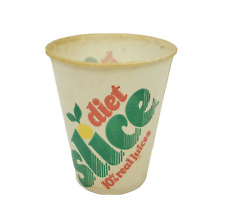 Diet Slice Lemon Lime Soda 3 oz Wax Paper Cup 10% Real Juices Slogan Vtg 1980's picture