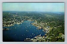 Boothbay Harbor ME-Maine, Aerial View Of Boating Capitol Of NE, Vintage Postcard picture
