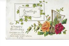 Vintage Postcard, Greetings for a happy Birthday, Embossed  picture