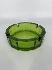 Beautiful Vintage Bright Line Green Ashtrays Pebbled Textured Round Glass 4 Slot picture