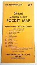 Vintage 1950's Cram's Modern Series Pocket Map #237 Newfoundland Canada picture
