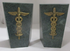 Vintage Marble Bookends Caduceus Doctor Physician Medical Great City Traders picture