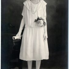 c1920s Stereotype Nerd Young Girl RPPC Buck Teeth Glasses Confirmation Geek A141 picture