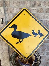 Ducks Unlimited Caution Duck Crossing Metal Highway Sign Ducklings Wetlands 24” picture