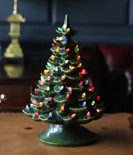 Vintage 1973 Arnel's Green Ceramic 12”  Christmas Tree with Star Topper picture