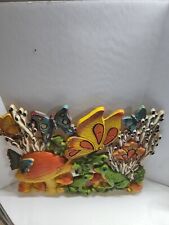 Vintage 1970's HOMCO WALL DECOR 3D FROGS MUSHROOMS BUTTERFLIES 17 x 13 picture