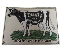 Vintage '91 Ande Rooney Hershey's Milk Chocolate Cow Porcelain Advertising Sign  picture