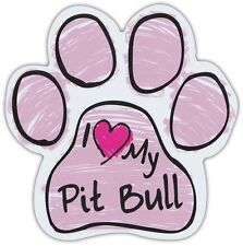 Pink Scribble Paws: I LOVE MY PIT BULL TERRIER PITBULL | Dog Paw Shaped Magnets picture