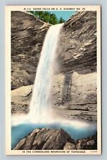 Cumberland Mtns., TN-Tennessee, Ozone Falls Waterfall, Linen Postcard picture