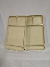 Vintage Tupperware divided plates, off white picnic trays set of 2 picture