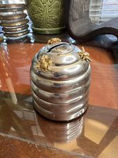 Vintage Napier Home Savings Silver Metal Gold Bee Hive Wise Bees Bank picture