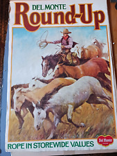 2 Vintage 1979 Del Monte Round-Up 20 in. x 28in tall Western artist Guy Deel picture