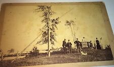 Antique Victorian American Family, Tree Stump Well Pet Dog Kids Cabinet Photo picture