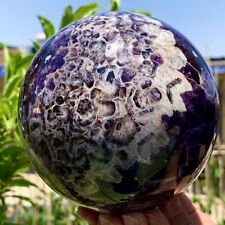 5.89LB Natural beautiful Dream Amethyst Quartz Crystal Sphere Ball Healing picture