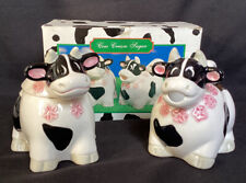 1993 Trippies Holstein Cow Porcelain Creamer and Sugar Bowl picture