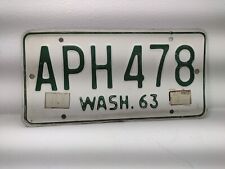 Vintage 1963 Washington license plate APH 478 YOM DMV clear 1964 1965 1966 picture