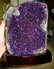 LARGE  AMETHYST CRYSTAL CLUSTER  GEODE FROM URUGUAY CATHEDRAL; WIDE AGATE RIM picture