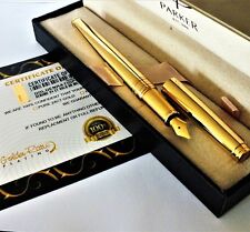 24ct Gold Plated Shiny Metal Parker Aster Fountain Writing Pen Gift Boxed 24k picture