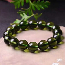Natural Moldavite Green Aerolites Czech Crystal Stone Grinding Bead Bracelet picture