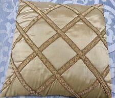 Gold Beige Decorative Pillow Sherry Kline 19”x19” Cross Cross Embroidered Design picture