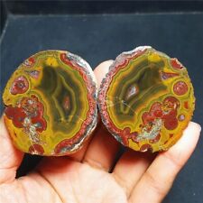 RARE 1 pair183.5g Natural Warring States Red Agate Crystal Healing  34x53 picture