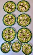 Vintage Chinese Mun Shou Longevity Yellow Porcelain Plates picture