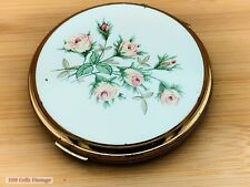 Stratton White and Pink Floral-Vintage Ladies Powder Compact -cbl picture